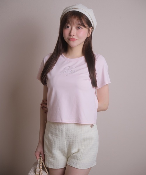 LIPSERVICE（リップサービス）の「LIPロゴアクセントTシャツ（Tシャツ/カットソー・レディース・ブラック/ブルー/ホワイト/ピンク・FREE）」の4枚目の写真