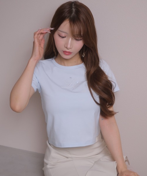 LIPSERVICE（リップサービス）の「LIPロゴアクセントTシャツ（Tシャツ/カットソー・レディース・ブラック/ブルー/ホワイト/ピンク・FREE）」の3枚目の写真