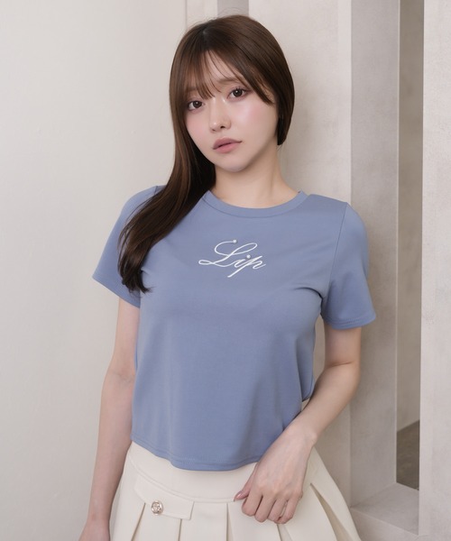 LIPSERVICE(リップサービス)の「LIPロゴアクセントTシャツ(Tシャツ/カットソー・レディース・ブラック/ブルー/ホワイト/ピンク/ブルー系その他2・FREE)」の4枚目の写真