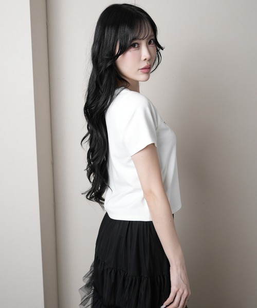 LIPSERVICE（リップサービス）の「LIPロゴアクセントTシャツ（Tシャツ/カットソー・レディース・ブラック/ブルー/ホワイト/ピンク・FREE）」の11枚目の写真