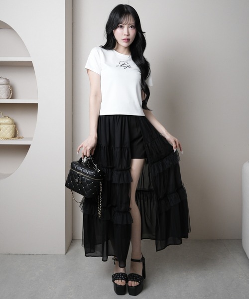 LIPSERVICE（リップサービス）の「LIPロゴアクセントTシャツ（Tシャツ/カットソー・レディース・ブラック/ブルー/ホワイト/ピンク・FREE）」の10枚目の写真