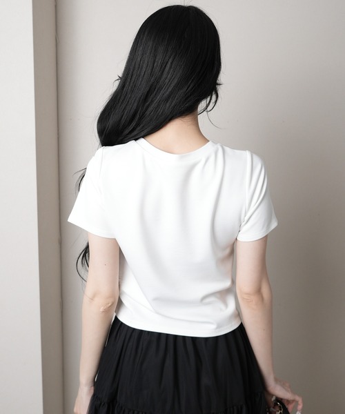 LIPSERVICE（リップサービス）の「LIPロゴアクセントTシャツ（Tシャツ/カットソー・レディース・ブラック/ブルー/ホワイト/ピンク・FREE）」の8枚目の写真