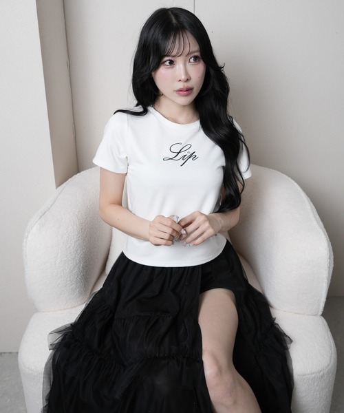 LIPSERVICE（リップサービス）の「LIPロゴアクセントTシャツ（Tシャツ/カットソー・レディース・ブラック/ブルー/ホワイト/ピンク・FREE）」の6枚目の写真