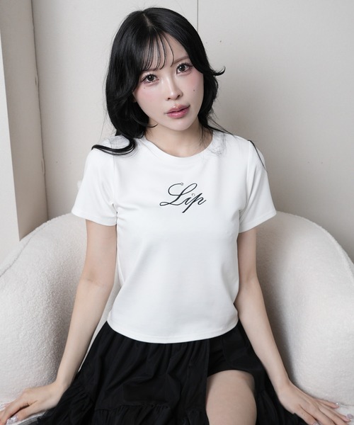 LIPSERVICE（リップサービス）の「LIPロゴアクセントTシャツ（Tシャツ/カットソー・レディース・ブラック/ブルー/ホワイト/ピンク・FREE）」の5枚目の写真