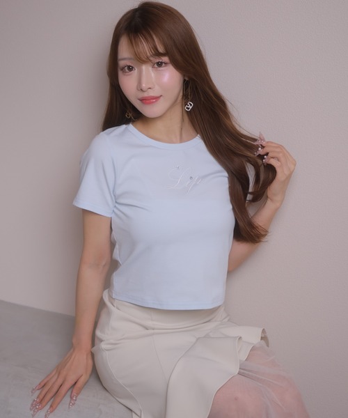 LIPSERVICE（リップサービス）の「LIPロゴアクセントTシャツ（Tシャツ/カットソー・レディース・ブラック/ブルー/ホワイト/ピンク・FREE）」の16枚目の写真