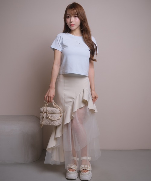 LIPSERVICE（リップサービス）の「LIPロゴアクセントTシャツ（Tシャツ/カットソー・レディース・ブラック/ブルー/ホワイト/ピンク・FREE）」の14枚目の写真