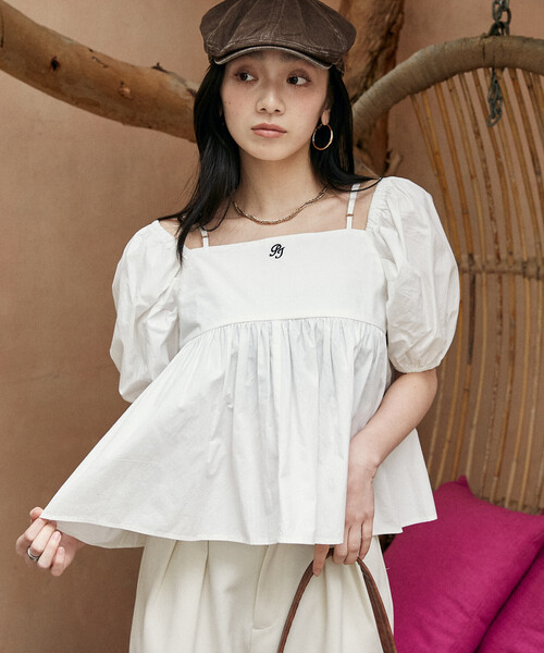 PEACH JOHN(ピーチジョン)の「PEACH JOHN × PUBLUX/ピーチ・ジョン 2WAY バルーンスリーブ ブラウス 限定展開(シャツ/ブラウス・レディース・ブラウン/ピンク/オフホワイト/ブラック・フリ-)」の1枚目の写真