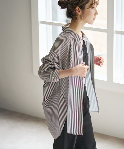 Noble(ノーブル)の「【洗える】フィルロワコットンオーバーシャツ(シャツ/ブラウス・レディース・ホワイト/ブラウン・FREE)」の1枚目の写真