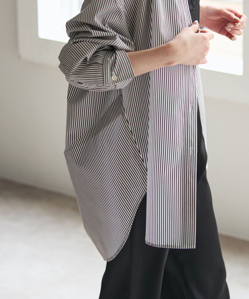 Noble(ノーブル)の「【洗える】フィルロワコットンオーバーシャツ(シャツ/ブラウス・レディース・ホワイト/ブラウン・FREE)」の3枚目の写真