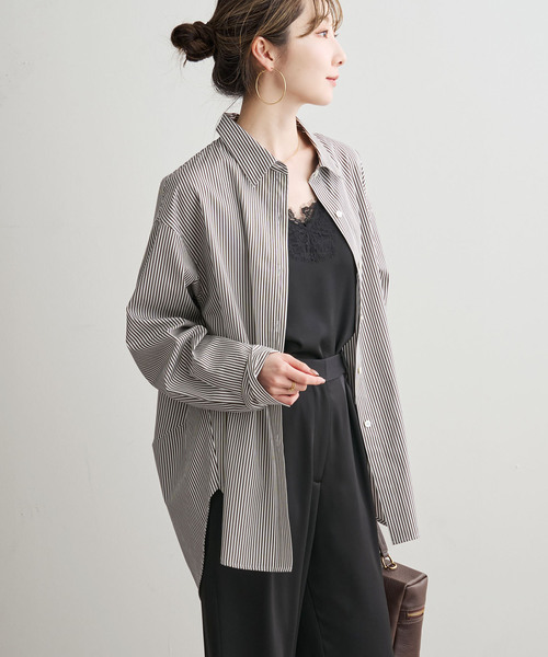 Noble(ノーブル)の「【洗える】フィルロワコットンオーバーシャツ(シャツ/ブラウス・レディース・ホワイト/ブラウン・FREE)」の9枚目の写真