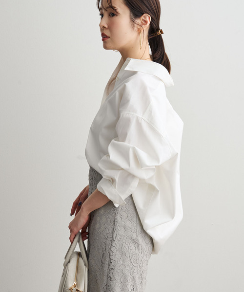 Noble(ノーブル)の「【洗える】フィルロワコットンオーバーシャツ(シャツ/ブラウス・レディース・ホワイト/ブラウン・FREE)」の20枚目の写真