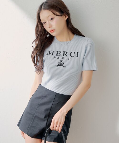 半袖ロゴ刺繍リブニット（ニット/セーター）｜Chico（チコ）の
