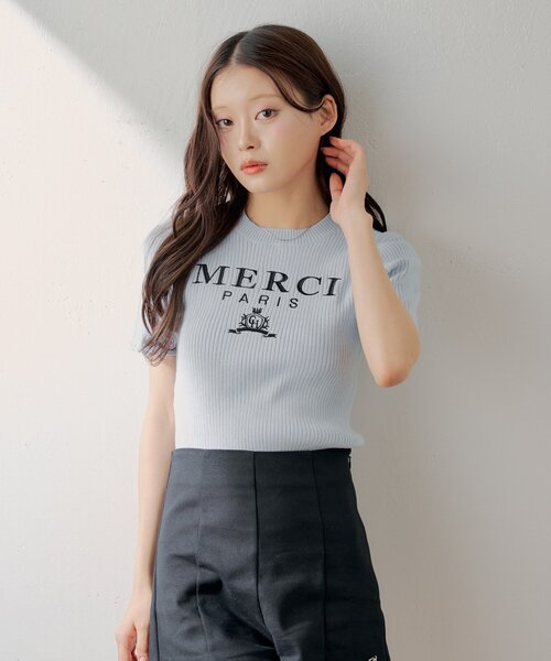 Chico(チコ)の「半袖ロゴ刺繍リブニット(ニット/セーター・レディース・ホワイト/ブルー/ホワイト系その他2/ブラック系その他2・FREE)」の19枚目の写真