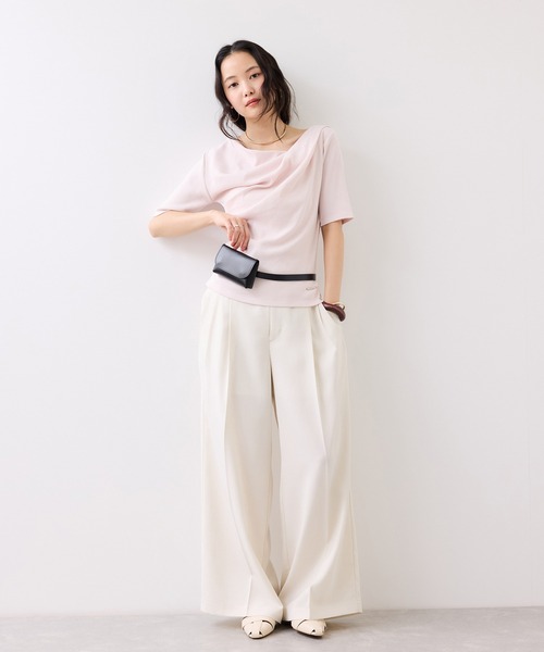 VIS（ビス）の「テレコハーフスリーブドレーププルオーバー（Tシャツ/カットソー・レディース・オフホワイト/ホワイト系その他5/ネイビー/ピンク・FREE）」の12枚目の写真