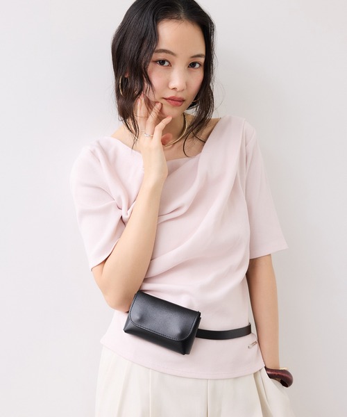 VIS（ビス）の「テレコハーフスリーブドレーププルオーバー（Tシャツ/カットソー・レディース・オフホワイト/ホワイト系その他5/ネイビー/ピンク・FREE）」の9枚目の写真