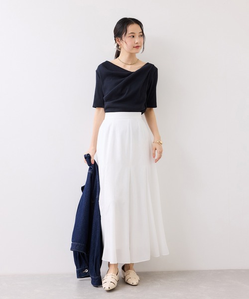 VIS（ビス）の「テレコハーフスリーブドレーププルオーバー（Tシャツ/カットソー・レディース・オフホワイト/ホワイト系その他5/ネイビー/ピンク・FREE）」の19枚目の写真