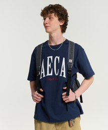 AECA（エイカ）の「AECA SYMBOL FELT HALF SLEEVE TEE-NAVY（Tシャツ/カットソー）」
