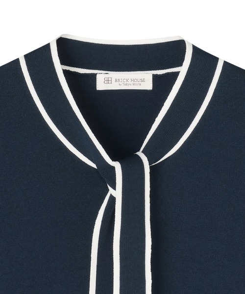 TOKYO SHIRTS(トウキョウシャツ)の「ドライレーヨン ボウタイ プルオーバー(ニット/セーター・レディース・ネイビー/オフホワイト・M/L/LL)」の11枚目の写真