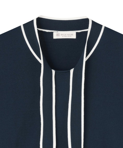 TOKYO SHIRTS(トウキョウシャツ)の「ドライレーヨン ボウタイ プルオーバー(ニット/セーター・レディース・ネイビー/オフホワイト・M/L/LL)」の12枚目の写真