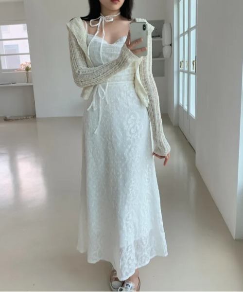 Aelina(エリナ)の「レースリボンキャミワンピース(ワンピース・レディース・ホワイト/ベージュ・FREE)」の14枚目の写真