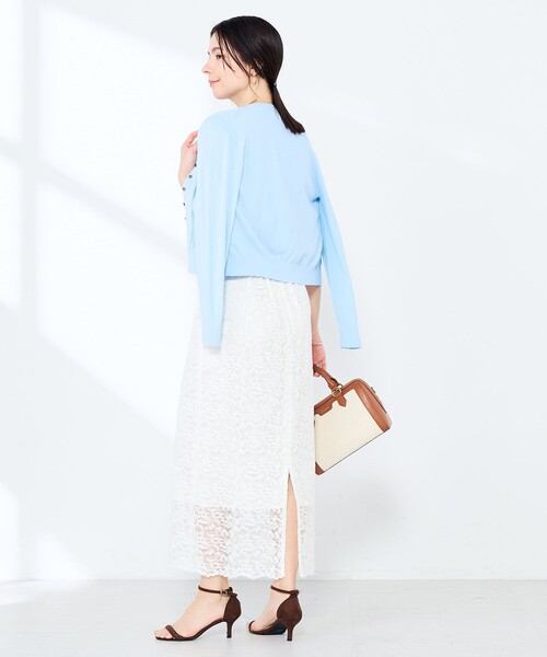 NOLLEY’S Sophi（ノーリーズソフィ）の「《手洗い可能/アンサンブル対応》マルチファンクションハイゲージクルーネックカーディガン（カーディガン/ボレロ・レディース・ホワイト/ブラウン/ベビーピンク/サックスブルー・36/38）」の7枚目の写真