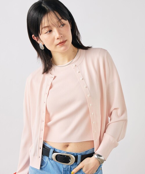 NOLLEY’S Sophi(ノーリーズソフィ)の「《手洗い可能/アンサンブル対応》マルチファンクションハイゲージクルーネックカーディガン(カーディガン/ボレロ・レディース・ホワイト/ブラウン/ベビーピンク/サックスブルー・36/38)」の6枚目の写真
