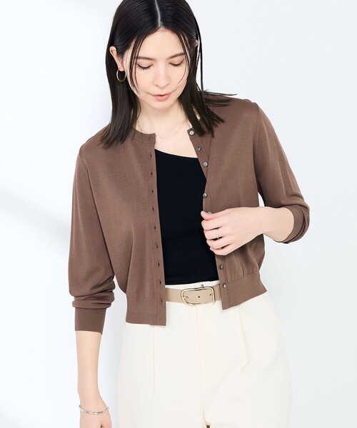 NOLLEY’S Sophi(ノーリーズソフィ)の「《手洗い可能/アンサンブル対応》マルチファンクションハイゲージクルーネックカーディガン(カーディガン/ボレロ・レディース・ホワイト/ブラウン/ベビーピンク/サックスブルー・36/38)」の13枚目の写真