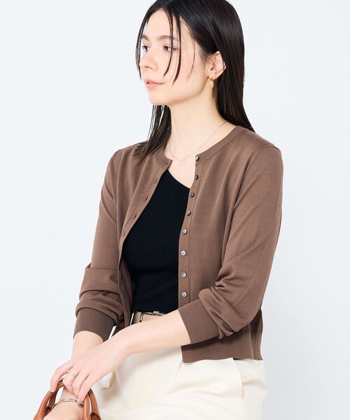 NOLLEY’S Sophi(ノーリーズソフィ)の「《手洗い可能/アンサンブル対応》マルチファンクションハイゲージクルーネックカーディガン(カーディガン/ボレロ・レディース・ホワイト/ブラウン/ベビーピンク/サックスブルー・36/38)」の20枚目の写真
