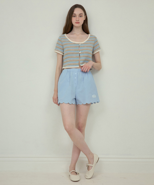 OURNOSTALGIA(アワー ノスタルジア)の「Wave scallop shorts_Sky blue(O25-PT07)(その他パンツ・レディース・スカイブルー・FREE)」の3枚目の写真
