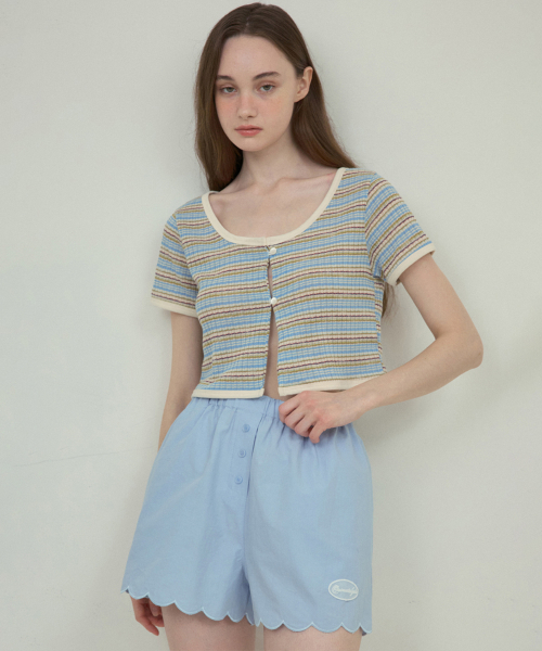 OURNOSTALGIA(アワー ノスタルジア)の「Wave scallop shorts_Sky blue(O25-PT07)(その他パンツ・レディース・スカイブルー・FREE)」の4枚目の写真