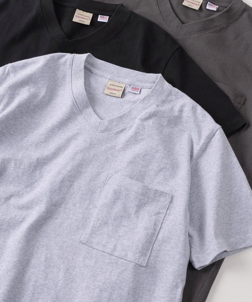 Goodwear(グッドウェア)の「【75】【Goodwear/グッドウェア】 ヘビーウェイト USAコットン 無地 ポケット付 VネックTシャツ/レギュラーシルエット(Tシャツ/カットソー・メンズ・ホワイト/チャコールグレー/杢グレー/ブラック・S/M/L/XL)」の4枚目の写真
