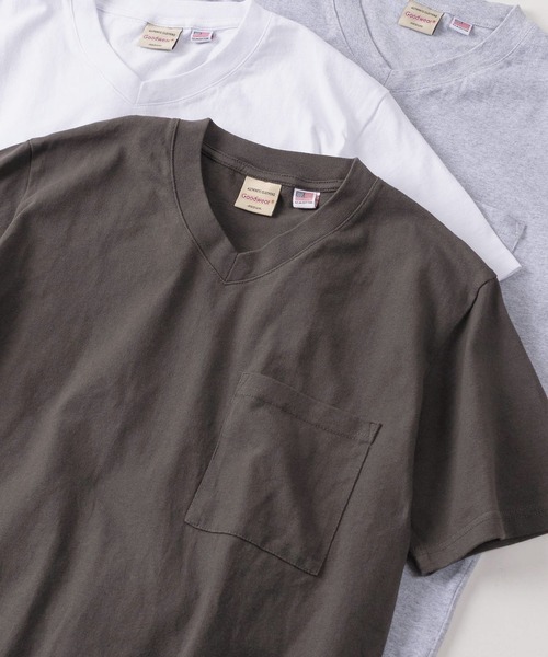 Goodwear(グッドウェア)の「【75】【Goodwear/グッドウェア】 ヘビーウェイト USAコットン 無地 ポケット付 VネックTシャツ/レギュラーシルエット(Tシャツ/カットソー・メンズ・ホワイト/チャコールグレー/杢グレー/ブラック・S/M/L/XL)」の1枚目の写真