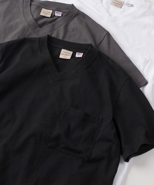 Goodwear(グッドウェア)の「【75】【Goodwear/グッドウェア】 ヘビーウェイト USAコットン 無地 ポケット付 VネックTシャツ/レギュラーシルエット(Tシャツ/カットソー・メンズ・ホワイト/チャコールグレー/杢グレー/ブラック・S/M/L/XL)」の3枚目の写真