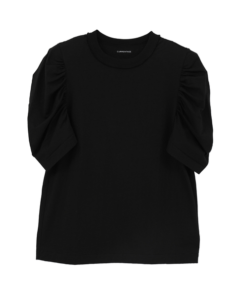 CURRENTAGE(カレンテージ)の「Organic Cotton Jersey Gather Cut And Sew(Tシャツ/カットソー・レディース・ブラック/ホワイト・1)」の2枚目の写真