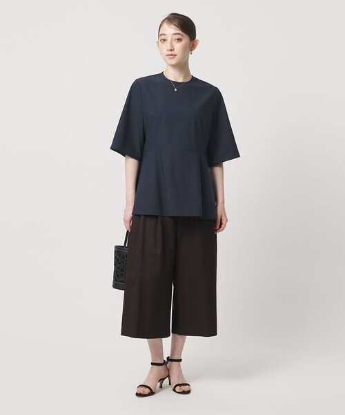 UNITED ARROWS（ユナイテッドアローズ）の「５分袖 ペプラム Tシャツ ‐吸水速乾‐（Tシャツ/カットソー・レディース・ネイビー/ホワイト・FREE）」の7枚目の写真