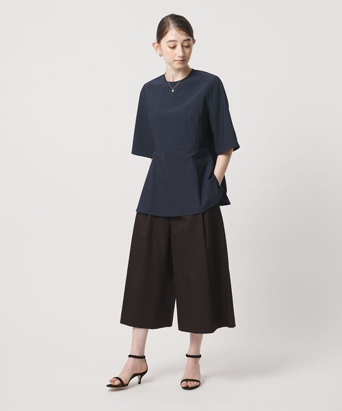 UNITED ARROWS（ユナイテッドアローズ）の「５分袖 ペプラム Tシャツ ‐吸水速乾‐（Tシャツ/カットソー・レディース・ネイビー/ホワイト・FREE）」の6枚目の写真