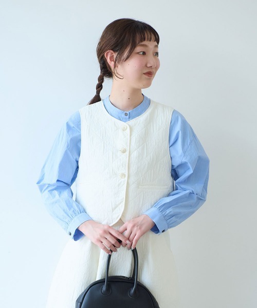 bulle de savon(ビュルデサボン)の「ichijiku quilt ジャカード ベスト(ベスト・レディース・キナリ/ブラック・FREE)」の13枚目の写真