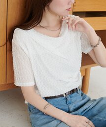 【WEB限定】ジャガードドレープ半袖プルオーバー