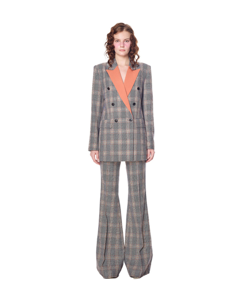 GREEDILOUS(グリディアス)の「Orange Check Double Blazer(テーラードジャケット・レディース・その他・X-SMALL/SMALL/MEDIUM/LARGE)」の1枚目の写真