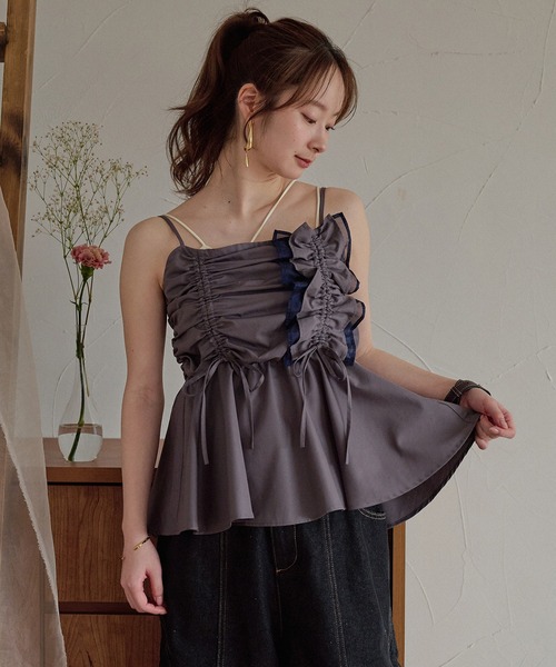 mideal(マイディール)の「3way peplum design tops / 3way ペプラムデザイントップス(シャツ/ブラウス・レディース・ブルー/チャコールグレー/ライトグリーン/ホワイト・FREE)」の1枚目の写真