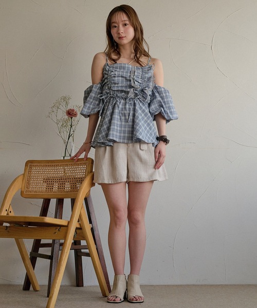 mideal(マイディール)の「3way peplum design tops / 3way ペプラムデザイントップス(シャツ/ブラウス・レディース・ブルー/チャコールグレー/ライトグリーン/ホワイト・FREE)」の13枚目の写真