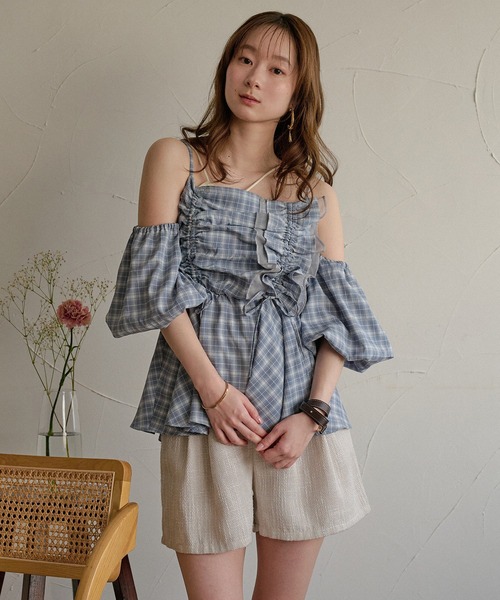 mideal(マイディール)の「3way peplum design tops / 3way ペプラムデザイントップス(シャツ/ブラウス・レディース・ブルー/チャコールグレー/ライトグリーン/ホワイト・FREE)」の9枚目の写真