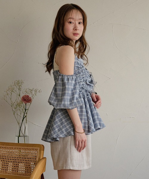 mideal(マイディール)の「3way peplum design tops / 3way ペプラムデザイントップス(シャツ/ブラウス・レディース・ブルー/チャコールグレー/ライトグリーン/ホワイト・FREE)」の10枚目の写真