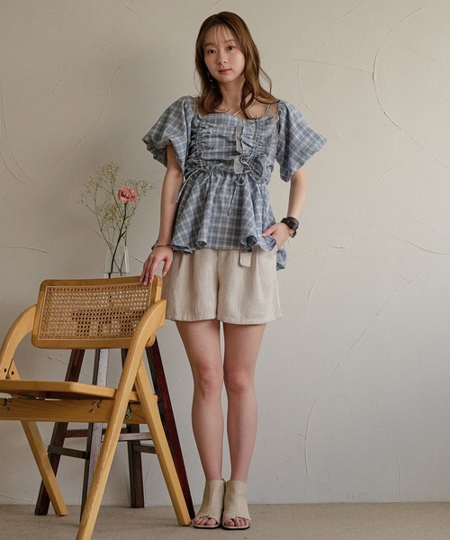 mideal(マイディール)の「3way peplum design tops / 3way ペプラムデザイントップス(シャツ/ブラウス・レディース・ブルー/チャコールグレー/ライトグリーン/ホワイト・FREE)」の17枚目の写真