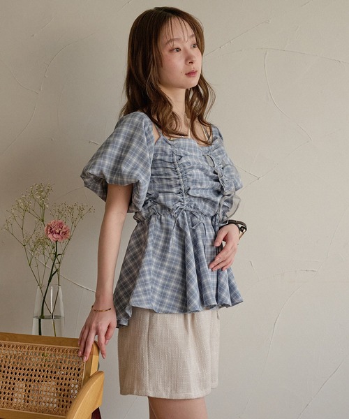 mideal(マイディール)の「3way peplum design tops / 3way ペプラムデザイントップス(シャツ/ブラウス・レディース・ブルー/チャコールグレー/ライトグリーン/ホワイト・FREE)」の15枚目の写真