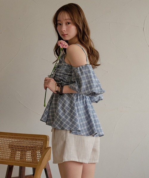 mideal(マイディール)の「3way peplum design tops / 3way ペプラムデザイントップス(シャツ/ブラウス・レディース・ブルー/チャコールグレー/ライトグリーン/ホワイト・FREE)」の12枚目の写真