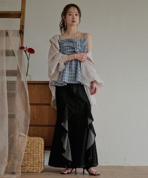mideal(マイディール)の「3way peplum design tops / 3way ペプラムデザイントップス(シャツ/ブラウス・レディース・ブルー/チャコールグレー/ライトグリーン/ホワイト・FREE)」の8枚目の写真