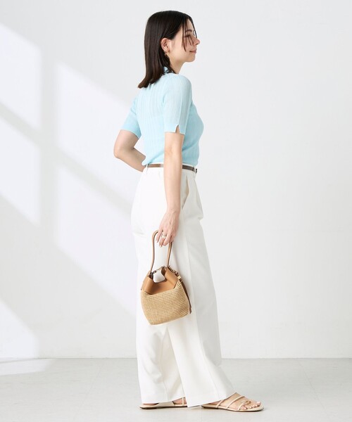 NOLLEY’S Sophi(ノーリーズソフィ)の「《手洗い可能》リブシアーオープンカラープルオーバー(ニット/セーター・レディース・ベージュ/ブラック/サックスブルー・38)」の16枚目の写真