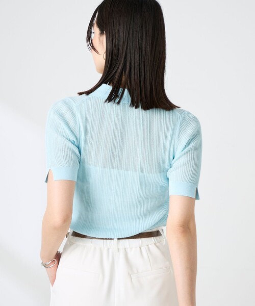 NOLLEY’S Sophi(ノーリーズソフィ)の「《手洗い可能》リブシアーオープンカラープルオーバー(ニット/セーター・レディース・ベージュ/ブラック/サックスブルー・38)」の20枚目の写真