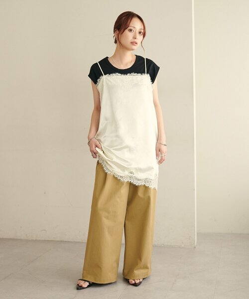 DISCOAT(ディスコート)の「【Noka】UネックフレンチTシャツ(Tシャツ/カットソー・レディース・ブラック/アイボリー/オフホワイト・FREE)」の12枚目の写真